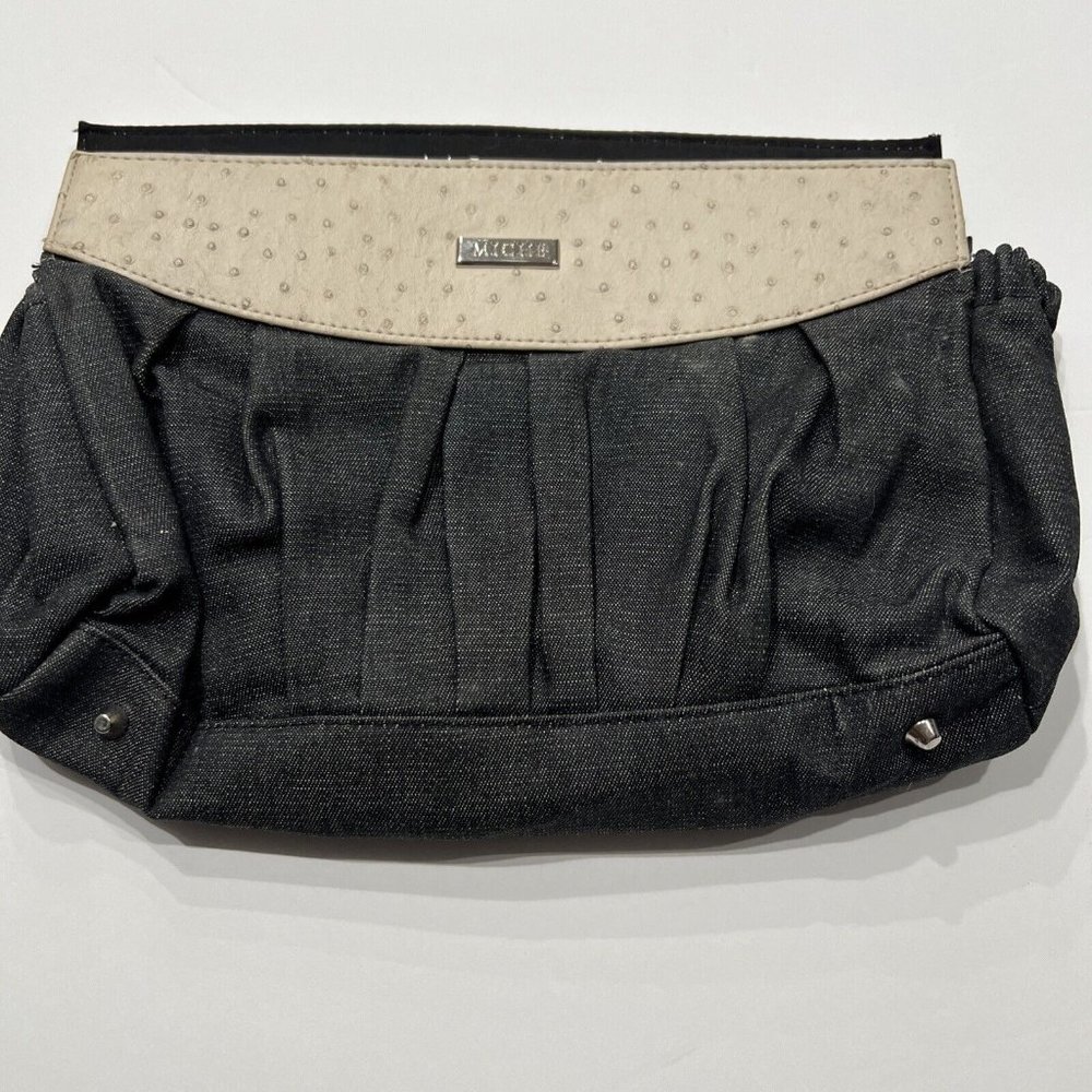 MICHE Charcoal Gray Denim & Faux Leather DENIECE BAG PURSE SHELL August 2010